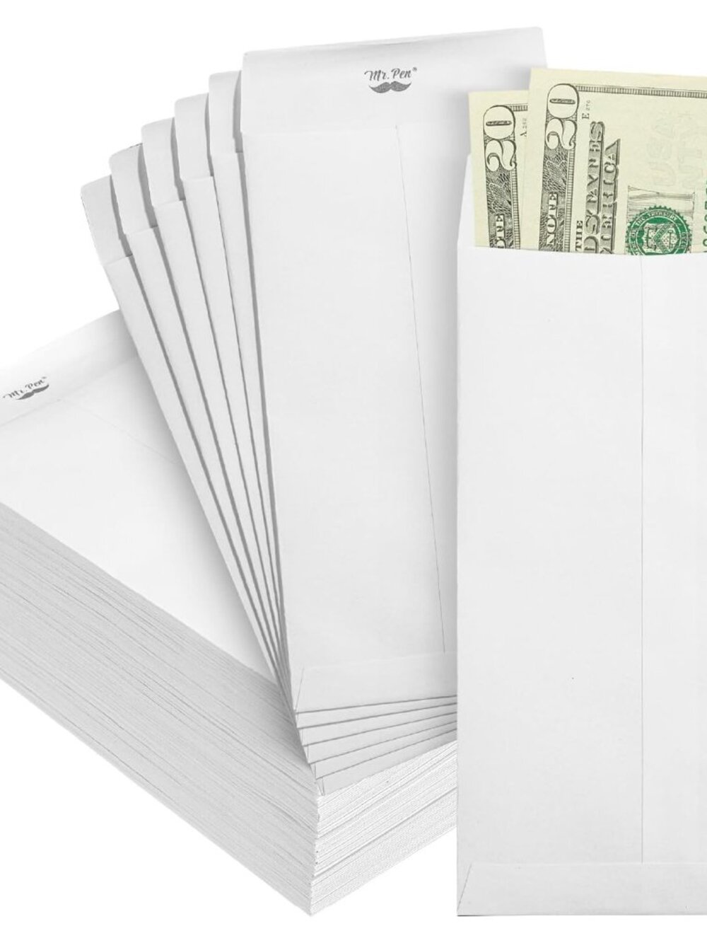 Money Envelopes for Cash, 6.5" x 3.5", 100 Pack, Kraft Paper | Self-Adhesive Bul